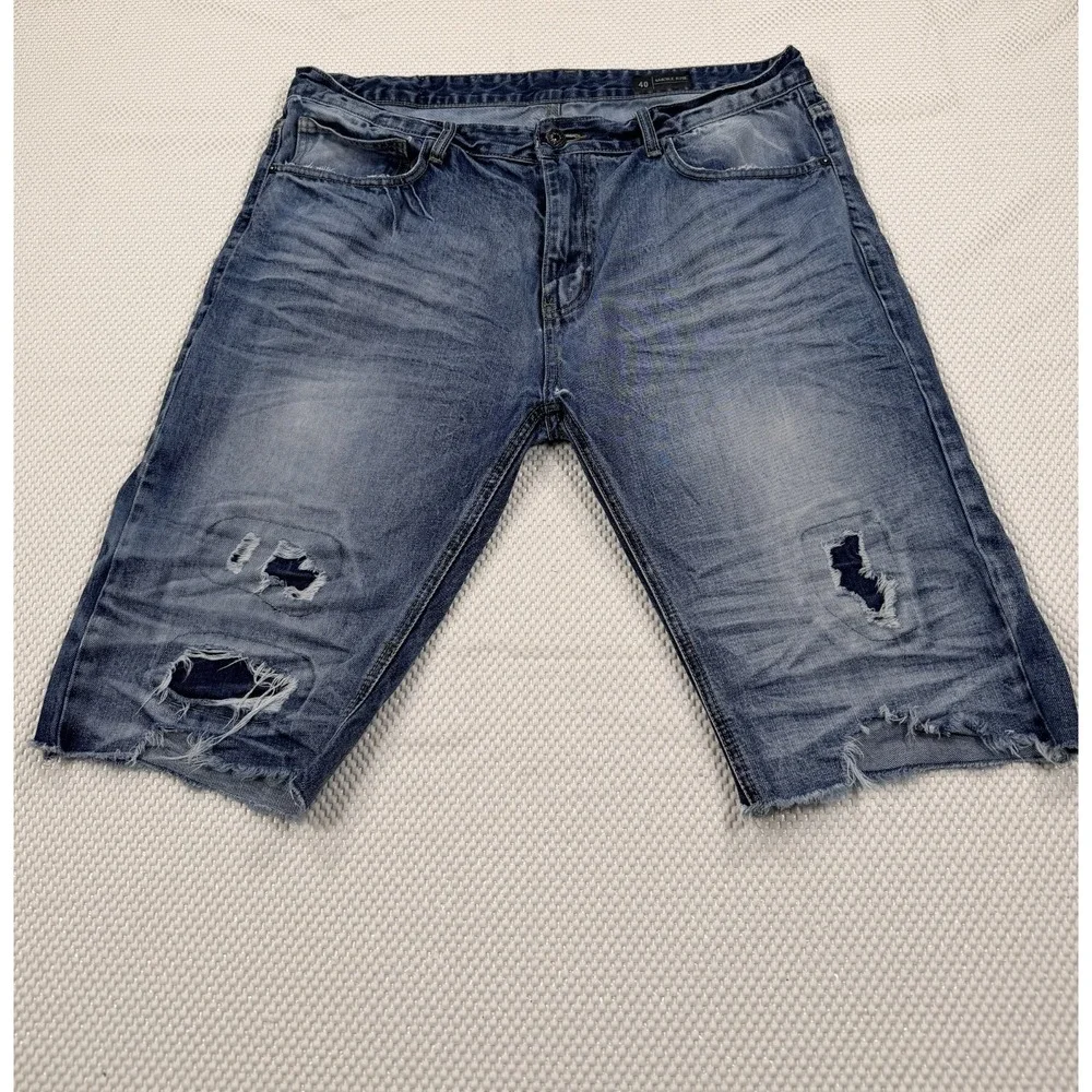 Smoke Rise Men's Slim Fit Jeans Size 40 Medium Wash Distressed Streetwear Denim